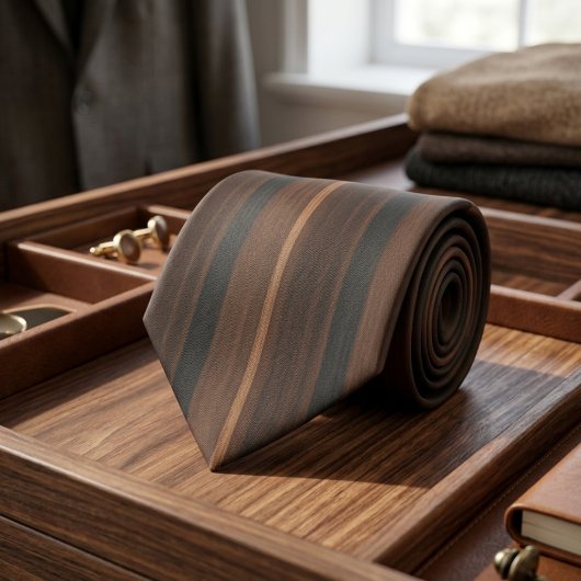 Luxe donkere houtnerf van houtskool en mahonie stropdas