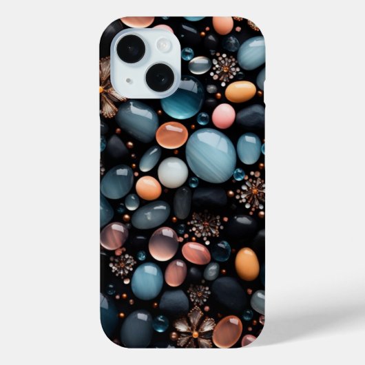 Luxe donkere kristallen en gouden bloemen esthetie Case-Mate iPhone case (Achterkant)