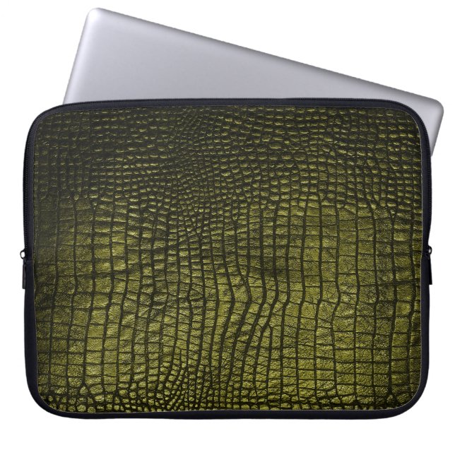 Luxe donkere krokodil huidtextuur. laptop sleeve (Voorkant)