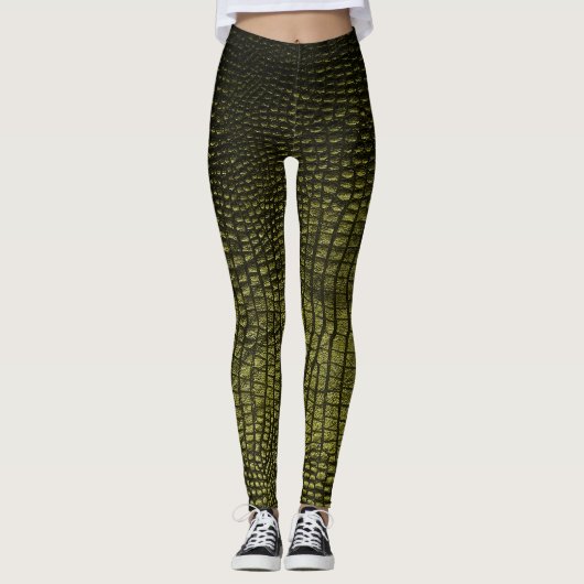 Luxe donkere krokodil huidtextuur. leggings (Voorkant)