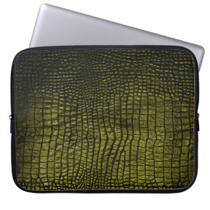 Luxe, donkere krokodiltextuur laptop sleeve