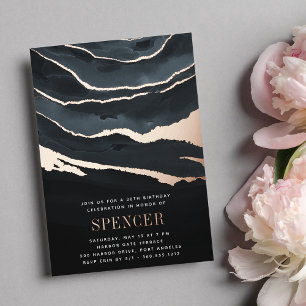 Luxe, donkere marmerfeest of elke gelegenheid folie uitnodiging