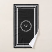 Luxe Donkere monogram Minimalistische witte lijste Bad Handdoek (Handdoek)