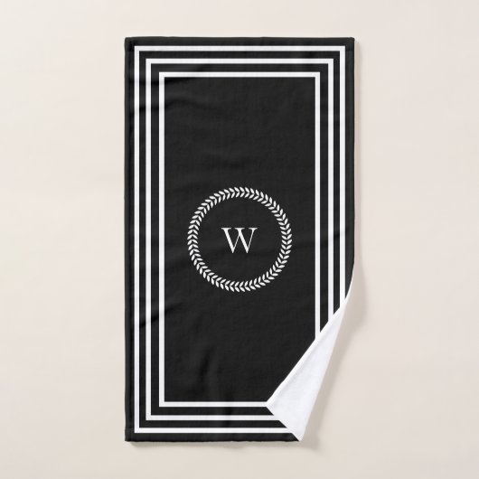 Luxe Donkere monogram Minimalistische witte lijste Bad Handdoek (Handdoek)