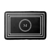 Luxe Donkere monogram Minimalistische witte lijste Badmat (Voorkant)