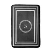 Luxe Donkere monogram Minimalistische witte lijste Badmat (Voorkant Verticaal)