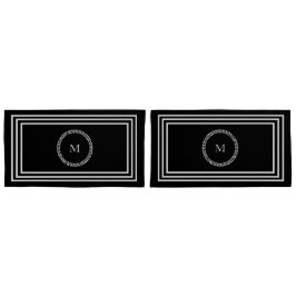 Luxe Donkere monogram Minimalistische witte lijste Kussensloop