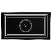 Luxe Donkere monogram Minimalistische witte lijste Kussensloop (Voorkant-Links)