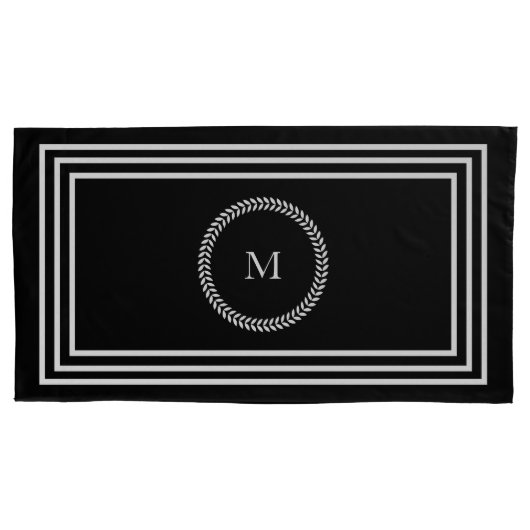 Luxe Donkere monogram Minimalistische witte lijste Kussensloop (Voorkant-Links)
