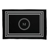 Luxe Donkere monogram Minimalistische witte lijste Kussensloop (Voorkant-Links)