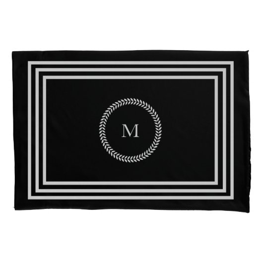 Luxe Donkere monogram Minimalistische witte lijste Kussensloop (Voorkant-Links)
