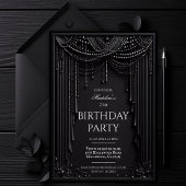 Luxe Donkere Verjaardag Uitnodiging, Gotisch Zwart Kaart
