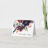 Luxe donkere Waterverf bloemboeket dank u Kaart (Voorkant)