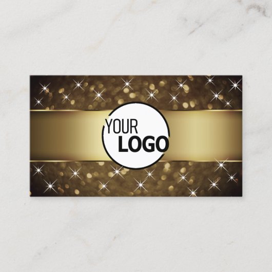 Luxe donkergouden glitter sterren toevoegen Logo E Visitekaartje (Voorkant)