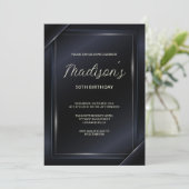 Luxe donkergrijze achtergrond zilveren lijnen verj kaart (Staand voorkant)