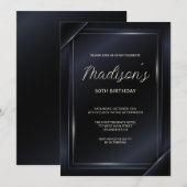 Luxe donkergrijze achtergrond zilveren lijnen verj kaart (Voorkant / Achterkant)