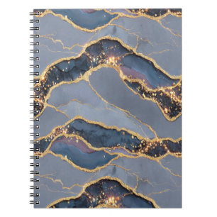 Luxe donkergrijze marmertextuur met gouden aders notitieboek