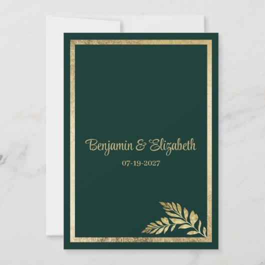 Luxe donkergroen bladgoud lijst RSVP Kaart (Achterkant)