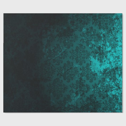 Luxe donkergroen Damask Cadeaupapier (Vlak)