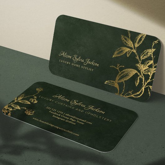 Luxe, donkergroene elegant voor kunstgoudfolie visitekaartje
