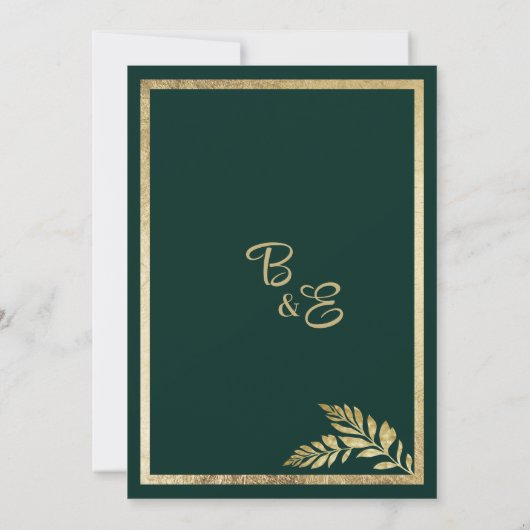 Luxe donkergroene gouden blad lijst Dank u Kaart (Achterkant)