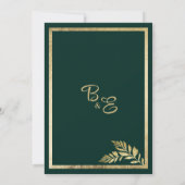 Luxe donkergroene gouden blad lijst Save the Date Kaart (Achterkant)