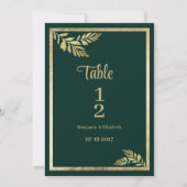 Luxe donkergroene gouden blad lijst Tafelnummers (Voorkant)