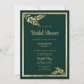 Luxe donkergroene gouden blad lijst Vrijgezellenfe Kaart (Voorkant)