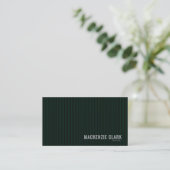 Luxe donkergroene pinstriped visitekaartje (Staand voorkant)