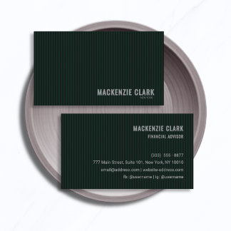 Luxe donkergroene pinstriped visitekaartje