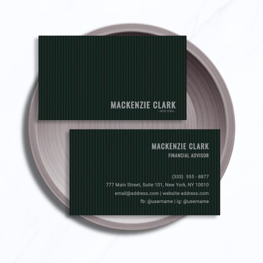 Luxe donkergroene pinstriped visitekaartje