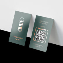 Luxe donkergroene roze gouden folie barber QR-code