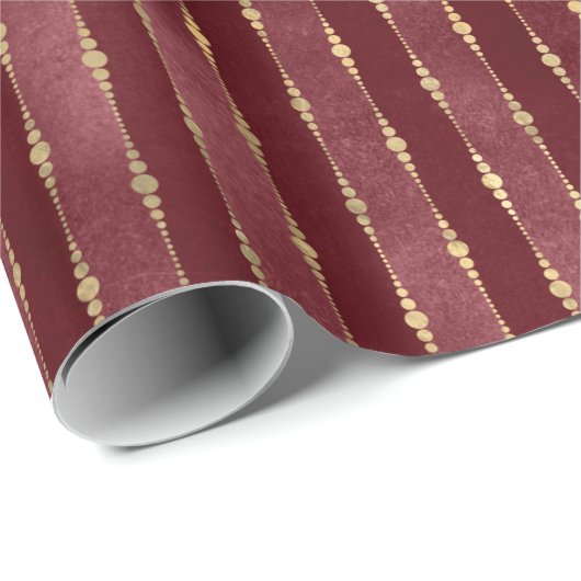 Luxe donkerrode gouden strepen cadeaupapier (Rol Hoek)