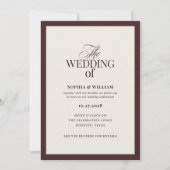 Luxe Donkerrood en Crème met RSVP QR Code Trouwkaa Kaart (Voorkant)