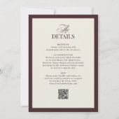 Luxe Donkerrood en Crème met RSVP QR Code Trouwkaa Kaart (Achterkant)