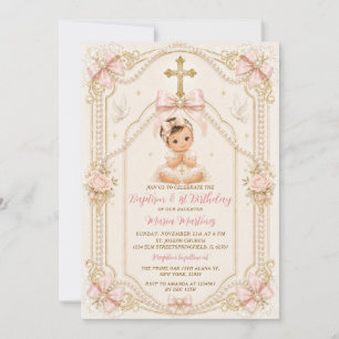 Luxe Doop & 1e Verjaardag Parels Baby Boog Kaart