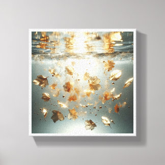Luxe Drijvende Gouden Bladeren - Ethische Onderwat Canvas Afdruk