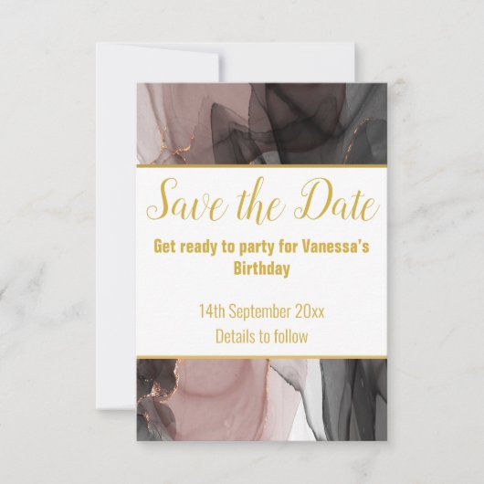 LUXE DRIJVENDE ROOS SAVE THE DATE RSVP KAART (Voorkant)