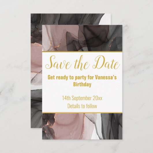 LUXE DRIJVENDE ROOS SAVE THE DATE RSVP KAART (Voorkant / Achterkant)