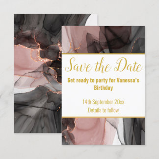 LUXE DRIJVENDE ROOS SAVE THE DATE RSVP KAART