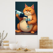 Luxe Dronken Kat Moderne Kunst Illustratie Poster (Keuken)