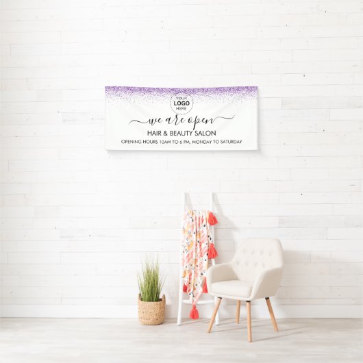 Luxe druipt glitters paars Salon Spandoek (Insitu)