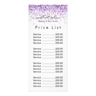 Luxe druipt glitters paarse Salon Rack Card Reclamekaart