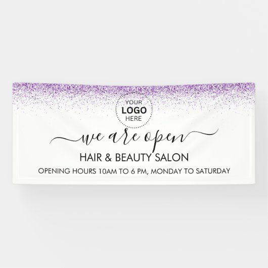 Luxe druipt glitters paarse Salon Spandoek (Horizontaal)