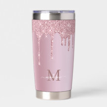 Luxe druppelend Roos gouden glitter monogram