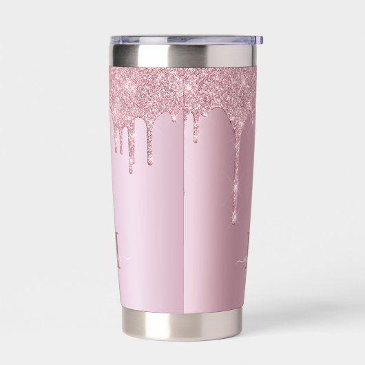 Luxe druppelend Roos gouden glitter monogram Geïsoleerde Drinkbeker (Links)