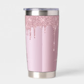 Luxe druppelend Roos gouden glitter monogram Geïsoleerde Drinkbeker (Rechts)