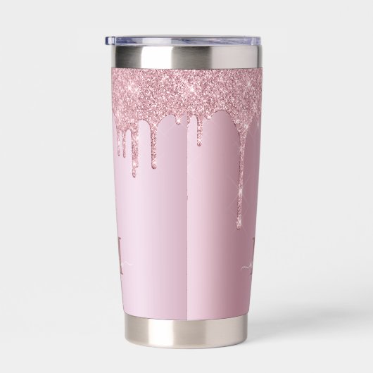 Luxe druppelend Roos gouden glitter monogram Geïsoleerde Drinkbeker (Rechts)