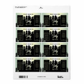 Luxe druppeletiketten met zwarte en parelpleetjes etiket (Full Sheet)