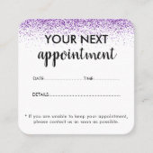 Luxe druppels glitter paarse Salon Afspraakkaart Afsprakenkaartje (Voorkant)